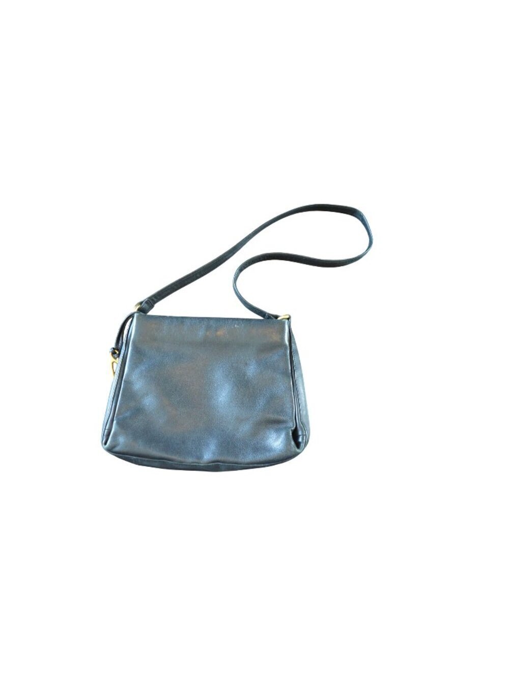 Etienne Aigner Black Leather Square Crossbody Bag Purse Gold Charm Minimalist
